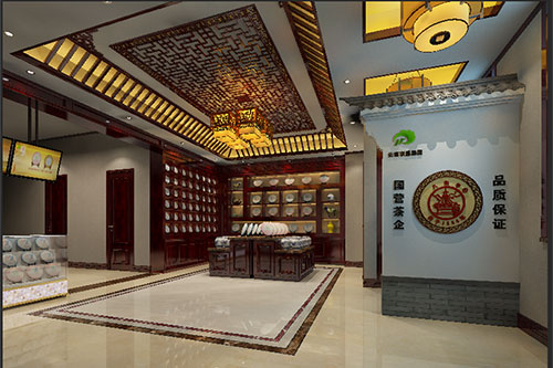 克拉玛依古朴典雅的中式茶叶店大堂设计效果图