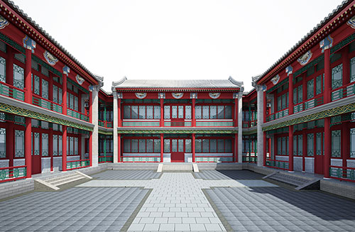 克拉玛依北京四合院设计古建筑鸟瞰图展示