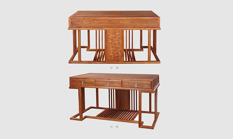克拉玛依 别墅中式家居书房装修实木书桌效果图