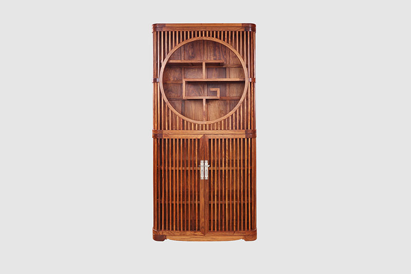 克拉玛依悦无界中式实木高端酒柜效果图